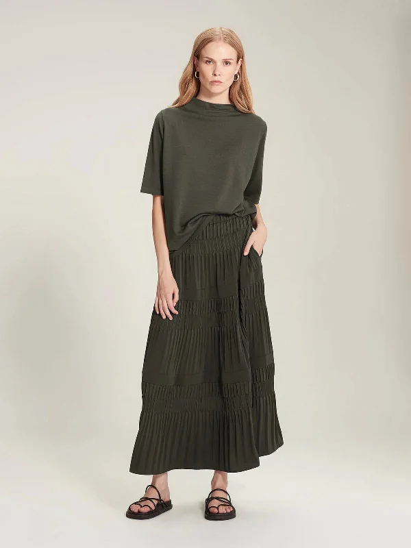 Alma Pleat Skirt - Khaki & Driftwood - Sills + Co