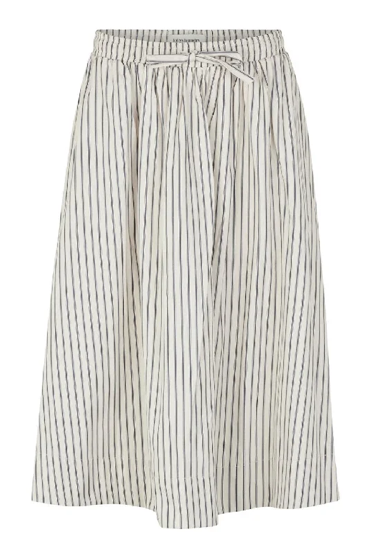 Bristol Midi Skirt - White Stripe