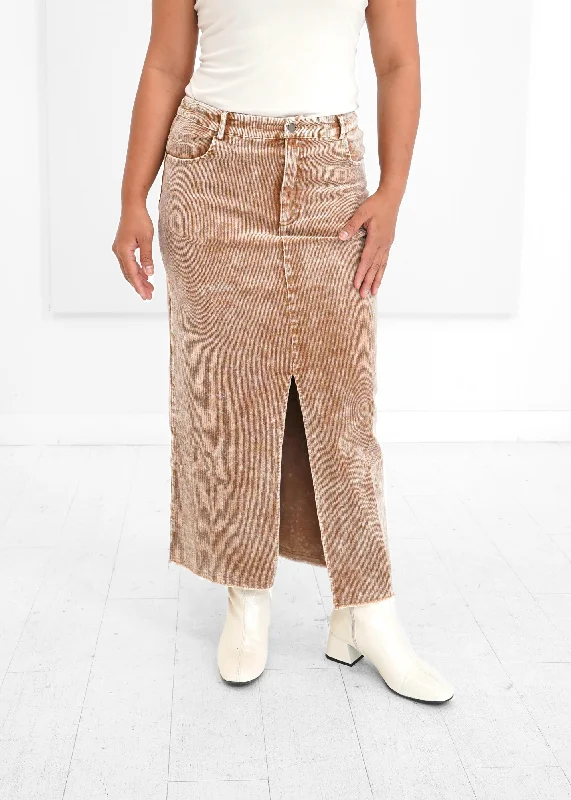 Mystree - Washed Front Slit Corduroy Skirt