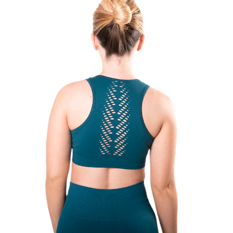 Seamless Teal Leaf Convertible Bra Crop top